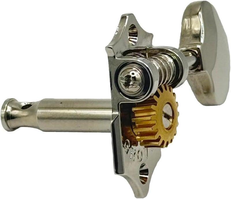 Tonebird Grover V97-18NA STA-TITE 18:1 Open Gear Guitar Tuners Vintage Style Nickel Tuning Machines 3+3 with Butter Bean Button For Solid (Vertical) Headstock with Dunlop Polish Cloth Bundle - Image 5